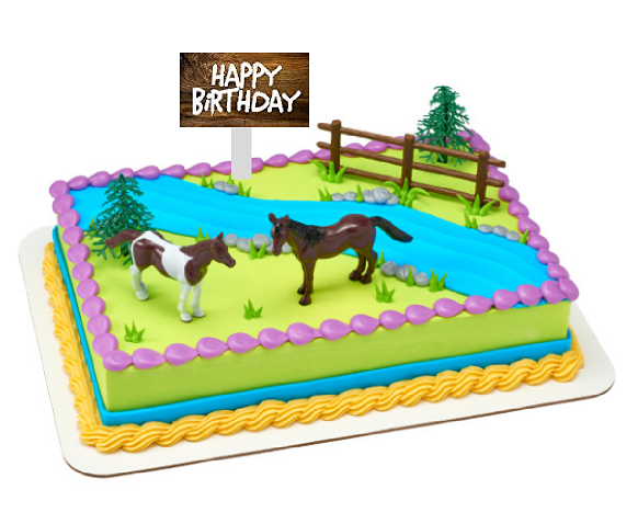 Horses Birthday Party Cake Decoration Topper Kit with Fence and Happy Birthday Sign - Walmart.com